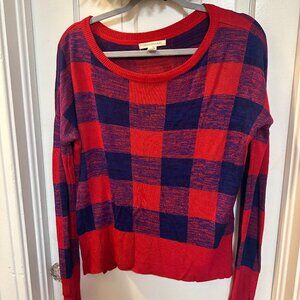 Canyon River Blues Lightweight Red and Blue Checkered Women's Sweater-Large